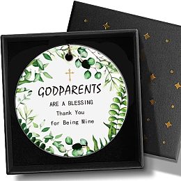 AHANDMAKER Thank You Gifts Godparents Gifts Godparents Appreciation Gifts Ornament Ceramics Hanging for Birthday Christmas Thanksgiving Godparents Gift 3" Ceramic Ornament with Ribbon & Gift Box