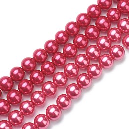 Arricraft Glass Pearl Beads Strands, Pearlized, Round, Mixed Color, 12mm, Hole: 1mm, about 74pcs/strand, 32.48 inch(82.5cm)