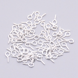 Honeyhandy Iron Screw Eye Pin Peg Bails, for Half Drilled Beads, Silver, 10x5x1.5mm, Hole: 2.3mm, Pin: 1.4mm