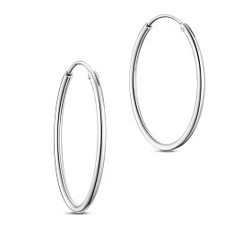 Honeyhandy SHEGRACE 925 Sterling Silver Hoop Earrings, Platinum, 25mm