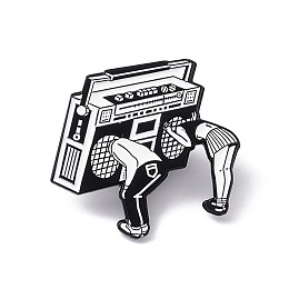 Honeyhandy Punk Musical Instruments Enamel Pin, Electrophoresis Black Alloy Brooch for Backpack Clothes, Radio Pattern, 27.5x31x2mm, Pin: 1.2mm