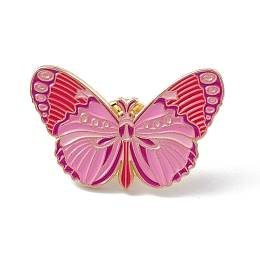 Honeyhandy Butterfly Enamel Pin, Light Gold Alloy Brooch for Backpack Clothes, Pearl Pink, 20x30x2mm, Pin: 1.3mm