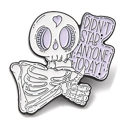 Honeyhandy Halloween Skull Enamel Pin, Electrophoresis Black Zinc Alloy Brooch for Backpack Clothes, Heart, 28x26.5x2mm