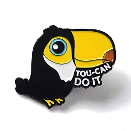 Honeyhandy Bird Enamel Pins, Black Alloy Badge for Backpack Clothes, Word Tou-Can Do It, Black, 26x30x1.8mm