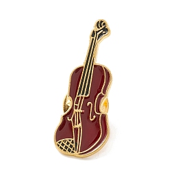 Honeyhandy Violin Enamel Pin, Musical Instrument Alloy Brooch for Backpack Clothes, Golden, Dark Red, 34x13x1.5mm, Pin: 1mm