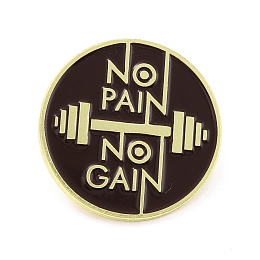 Honeyhandy No Pain No Gain Word Enamel Pin, Flat Round Alloy Enamel Brooch for Backpack Clothes, Golden, Coffee, 30x9mm, Pin: 1mm