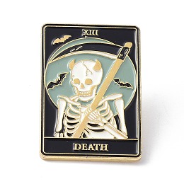 Honeyhandy Fashion Tarot Card Enamel Pin, Alloy Enamel Brooch, Golden, The Devil  XV, 30.5x21x10mm, Pin: 1mm