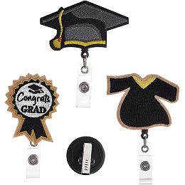 UNICRAFTALE 3Pcs 3 Styles Graduation Theme Felt Plastic Retractable Badge Reel ID Card Badge Holder for School Hospital Nurse Doctor Teachers Students Women Men Graduation Presents