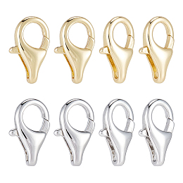 CHGCRAFT 8Pcs 2Colors Brass Lobster Claw Clasps Parrot Trigger Clasps Jewelry Making Findings Clasp Findings for DIY Jewelry Making