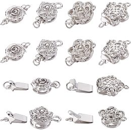 16 Pairs Magnetic Necklace Bracelet Clasps Magnet Converter Jewelry Clasps  Extenders Locking Clasps for Bracelet Necklace Making (Silver)