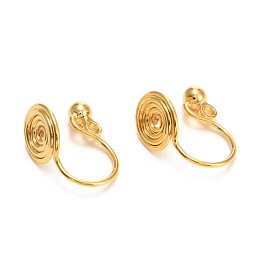 Honeyhandy Brass Clip-on Earring Converters Findings, with Spiral Pad and Loop, for Non-pierced Ears, Golden, 12x8mm, Hole: 1.4mm