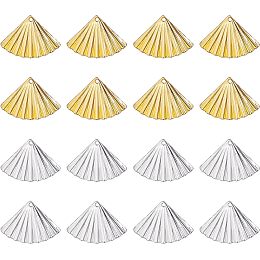 FINGERINSPIRE 32 Pcs Fan Charm Pendants Silver & 18K Gold Plated Fan Shape Charms 0.6x0.8 inch Brass Fan Charms Pendants for Earring Necklace Bracelets Jewelry DIY Making