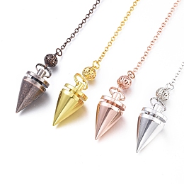 Honeyhandy Brass Dowsing Pendulum Big Pointed Pendants, with Lobster Claw Clasps, Cone, Mixed Color, 220x2.5mm