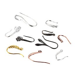 ARRICRAFT 50 Pcs Random Mixed Brass Earring Hooks for, Mixed Color, 20~28x7~10mm