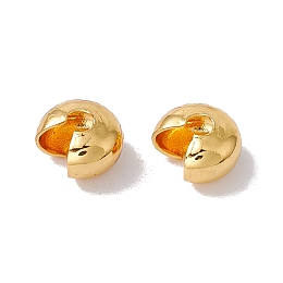 Honeyhandy Brass Crimp Beads Covers, Cadmium Free & Lead Free, Real 18K Gold Plated, 6x6x4mm, Hole: 3mm