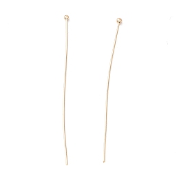 Honeyhandy Brass Ball Head Pins, Cadmium Free & Lead Free, Real 14K Gold Plated, 50~50.5mm, Head: 1.8mm, Pin: 0.5mm, 24 Gauge