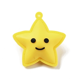 Honeyhandy PVC Opaque Plastic Big Pendants, Star, Yellow, 51x48.5x20mm, Hole: 2mm