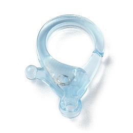 Honeyhandy Transparent Plastic Lobster CLaw Clasps, Light Blue, 26x19x6mm, Hole: 2mm