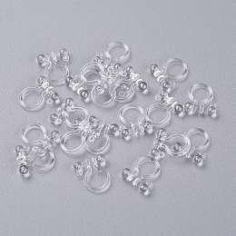 Honeyhandy Plastic Clip-on Earring Findings, with Loop, for Non-Pierced Ears, Clear, 11x10x3mm, Hole: 1mm