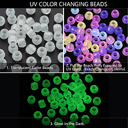 Honeyhandy Transparent Plastic Beads, UV Reactive Beads, Barrel, Clear, 8x6mm, Hole: 3.5mm, about 2600pcs/500g