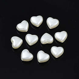 Honeyhandy ABS Plastic Imitation Pearl Beads, Heart, Seashell Color, 8x9x5mm, Hole: 1.5mm, about 2590pcs/500g