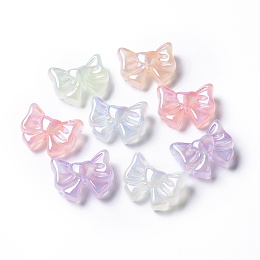 Honeyhandy Transparent Acrylic Beads, Glitter Beads, Glow in the Dark, Bowknot, Mixed Color, 22.5x28.5x12mm, Hole: 2.1mm