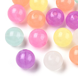 Honeyhandy Luminous Acrylic Beads, Glow in the Dark, Round, Mixed Color, 10x10mm, Hole: 2mm, about 1000pcs/500g