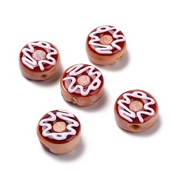 Handmade Lampwork Enamel Beads Strands, Donut, Chocolate, 15.5x7~8.5mm, Hole: 1.5mm, about 25pcs/strand