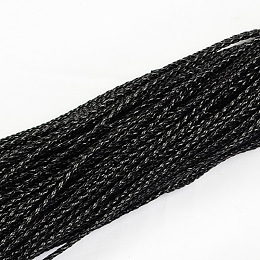 Honeyhandy Braided Imitation Leather Cords, Round Bracelet Findings, Black, 3x3mm, about 103.89 yards(95m)/bundle