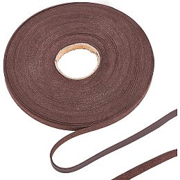 GORGECRAFT 10M Soft Leather Strap 8mm Wide Lychee Grained Imitation Leather Trimming Tape PU Leather Strips Flat Leather Cord String for DIY Crafts Belt Bracelet Jewelry Making Clothing, Coconut Brown