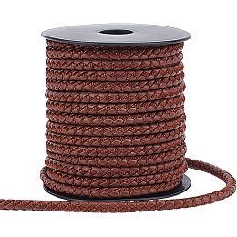  5 Yards 4mm Braided Leather Cords Round Leather Strap Bolot Tie  Antique Brown