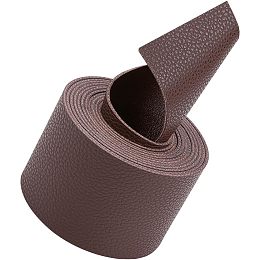 GORGECRAFT Dark Brown Double Sided Leather Strap 79" Long Glossy Lychee Pattern Leather Strip 2" Wide Flat Leather Supplies for DIY Craft Projects Necklace Bracelet Jewelry Beading Boot Laces