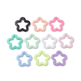 Honeyhandy Opaque Acrylic Pendants, Star, Mixed Color, 28.5x29.5x4mm, Hole: 1.8mm, about 349Pcs/500G