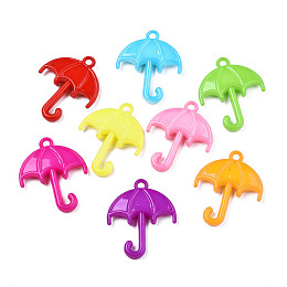 Honeyhandy Opaque Acrylic Pendants, Umbrella, Mixed Color, 34x28x5.5x2mm, Hole: 2mm, about 440pcs/500g