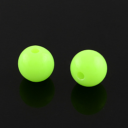 Honeyhandy Fluorescent Acrylic Beads, Round, Green Yellow, 8mm, Hole: 1.5mm, about 1700pcs/500g