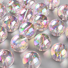 Honeyhandy Transparent Acrylic Beads, AB Color Plated, Round, Pink, 20x19mm, Hole: 3mm, about 111pcs/500g