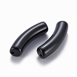 Honeyhandy Opaque Acrylic Beads, Curved Tube, Black, 32x9.5x8mm, Hole: 1.8mm, about 330pcs/500g