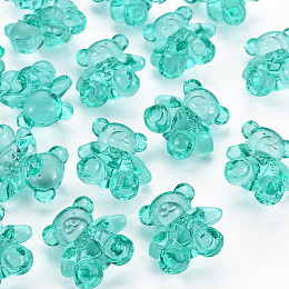 Honeyhandy Transparent Acrylic Beads, Bear, Turquoise, 26.5x24.5x15mm, Hole: 3mm, about 135pcs/500g
