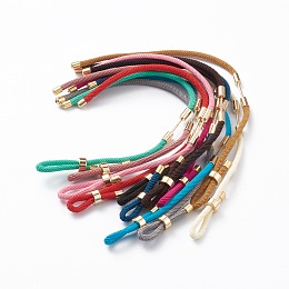 Honeyhandy Braided Nylon Cord Bracelet Making, with Brass Findings, Mixed Color, 9-1/2 inch(24cm), Link: 26x4mm