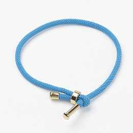 Honeyhandy Cotton Twisted Cord Bracelet Making, with Stainless Steel Findings, Golden, Deep Sky Blue, 9 inch~9-7/8 inch(23~25cm), 3mm