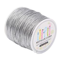 ARRICRAFT 109 Yards 1mm Non Stretch Jewelry Braided Thread Gift Wrap Ribbon Metallic Tinsel Cord Rope Silver