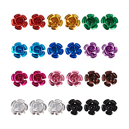 Fashewelry 330Pcs 11 Colors Aluminum Cabochons, Nail Art Decoration Accessories, for DIY Mobile Phone Decoration Accessories, Flower, Mixed Color, 15x15mm, 30pcs/color