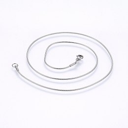 Honeyhandy 304 Stainless Steel Snake Chain Necklaces, with Lobster Claw Clasps, Stainless Steel Color, 19.7 inch(50cm), 1.2mm