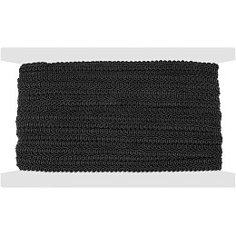 GORGECRAFT 1/2 Inch 20Yds Gimp Braid Trim Black Polyester Weave Fabric Woven Trims Braided Cord Scalloped Edge Rick Rack Ribbon Upholstery Decorative Braid Trim for Sewing DIY Crafts Costume Gifts