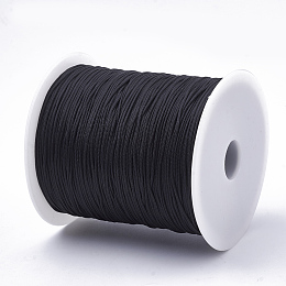 Honeyhandy 1mm Chinese Knot Macrame Rattail Jewelry Thread Round Nylon Cords, Black, about 328.08 yards(300m)/roll