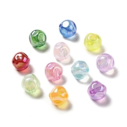 Honeyhandy Transparent Acrylic Beads, AB Color Plated, Irregular Round, Mixed Color, 17.5x17.5mm, Hole: 3mm, about 167pcs/500g