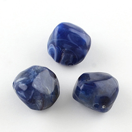 Honeyhandy Nuggets Imitation Gemstone Acrylic Beads, Medium Blue, 25x24x17mm, Hole: 3mm, about 84pcs/500g