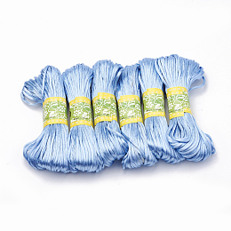 Honeyhandy Polyester Rattail Satin Cord, for Chinese Knotting, Jewelry Making, Light Sky Blue, 2mm, about 21.87 yards(20m)/bundle, 6bundles/bag