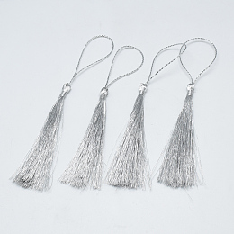 Honeyhandy Nylon Tassel Big Pendant Decorations, Silver, 135~145mm, Tassel: 78~85x5mm