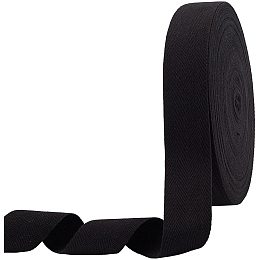 NBEADS 49 Yards(45m)/Roll Cotton Tape Ribbons, Herringbone Cotton Webbings, 40mm Wide Flat Cotton Herringbone Cords for Home Decor, Wrapping Gifts, Sewing DIY Crafts, Black